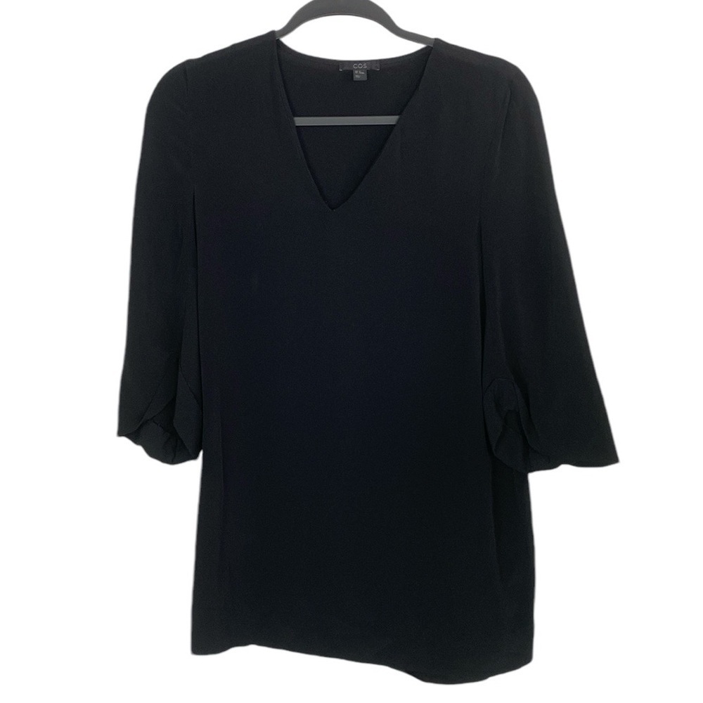 COS black v neck blouse